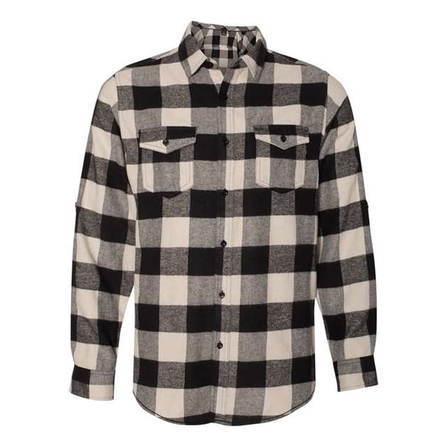 Burnside Camisa de franela de manga larga teñida en hilo para hombre, Ecru Black, L Burnside 8210