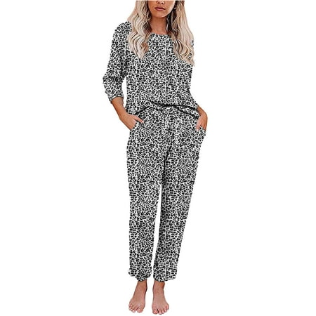 

AIEOTT Fashion Tie-Dyed Pajamas For Women Winter Elegant Home Suit Long Sleeve Trousers Split Pajam Homewear on Clearance