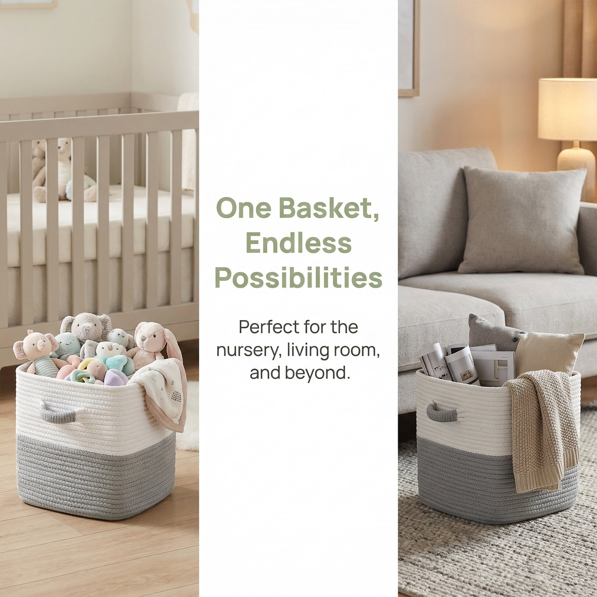 Unique Bargains Woven Storage Basket Shelf Closet White Grey 11*11*11in