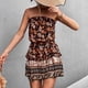 thumbnail image 2 of Vestido corto con estampado floral para mujer, suave, elegante, con dobladillo suelto, sin tirantes, con hombros descubiertos, para fiestas, compras, color negro, XL, 2 of 5