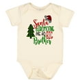 thumbnail image 3 of Inktastic Santa is Promoting Me to Big Brother Green Plaid Tree Boys Baby Bodysuit, 3 of 5