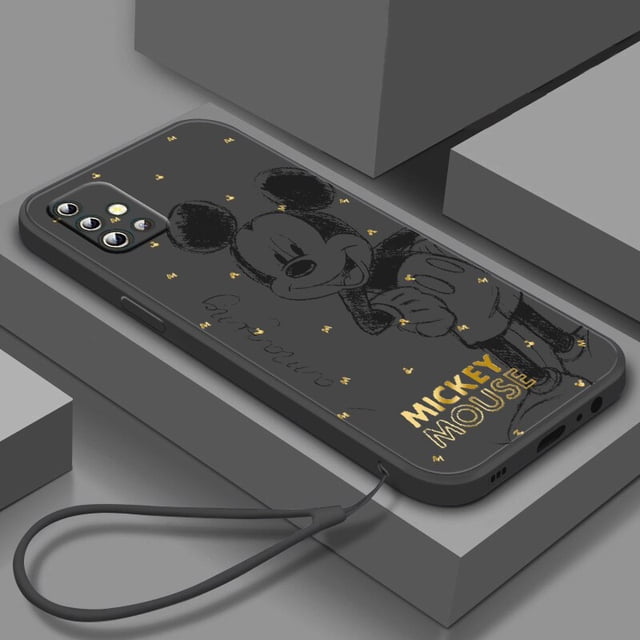 Disney-funda de Mickey y Minnie Love para Samsung Galaxy, carcasa con cuerda líquida para modelos A73, A53, A33, A52, A32, A22, A71, A51, A21S, A03S, 4G y 5G