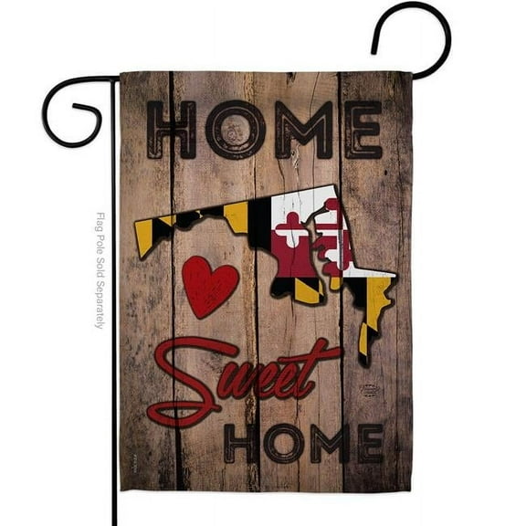 13 x 18.5 in. State Maryland Home Sweet American State Vertical Garden Flag with Double-Sided House Decoration Banner Yard Gift