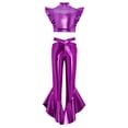thumbnail image 5 of Aislor Girls Metallic Dance Outfits Latin Jazz Performance Tank Top With Flared Pants Set Disco Party Purple 8, 5 of 7