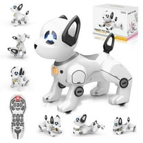 BEEPRINCESS RC Robot Dog, Electronic Pet Dog with Voice Control, Interactive and Stunt, White/Black