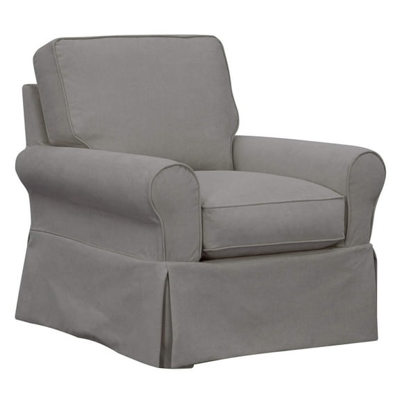 Sunset Trading Horizon Fabric Slipcovered Swivel Rocking Chair in Gray
