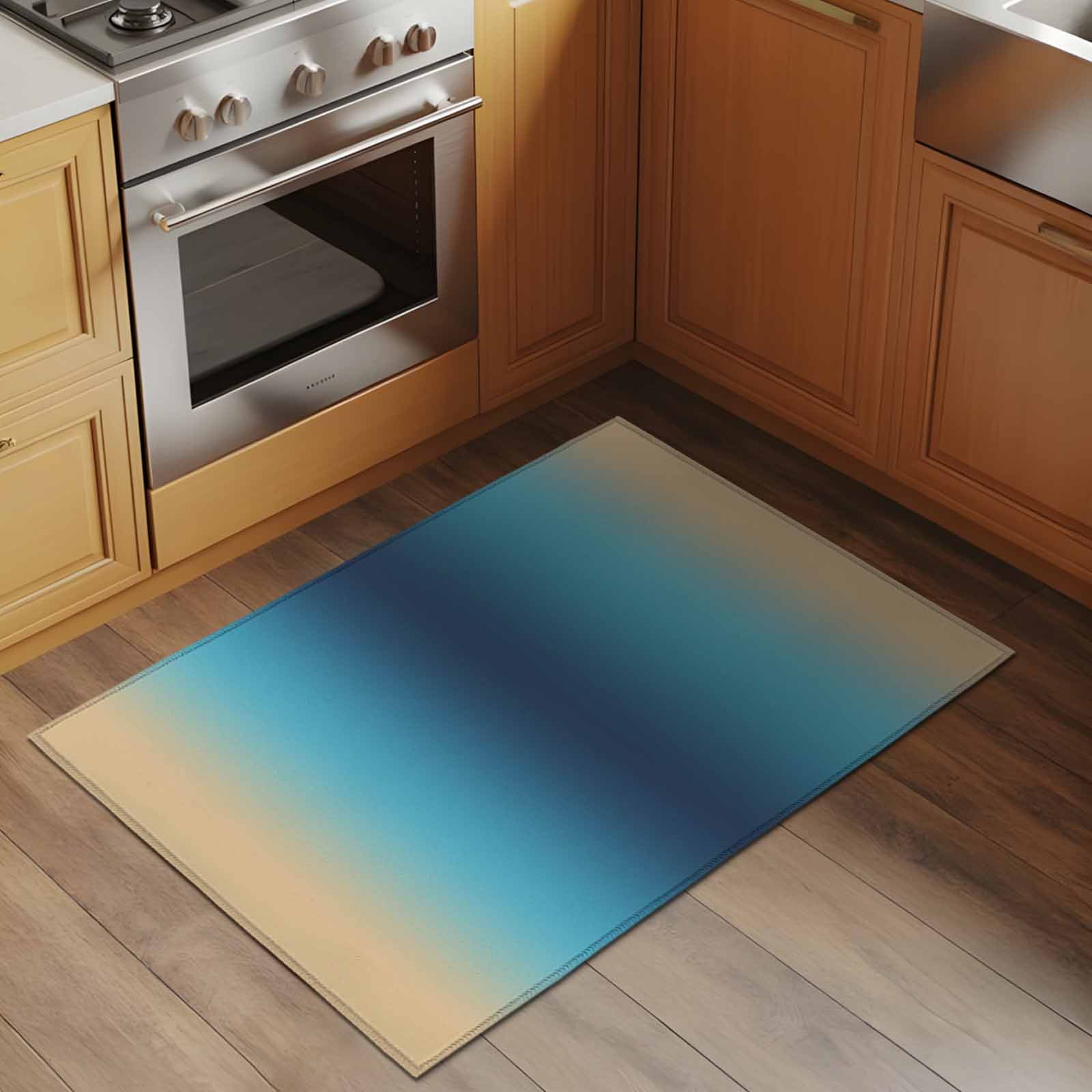 Blue Teal Yellow Ombre Entryway Rug 2'x3'&nbsp; Non Slip Front Door Mats, Farmhouse Modern Gradient Art Entrance Rugs Indoor Outdoor Carpet, Washable Floor Mats Small Area Rug for Bedroom Kitchen