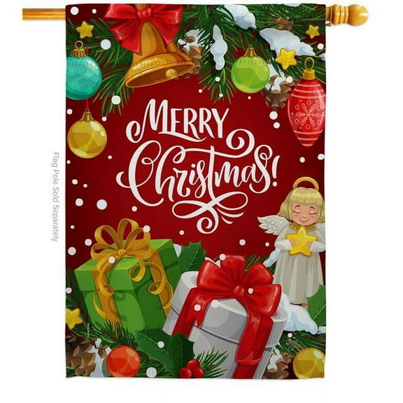 Breeze Decor Merry Christmas House Flag Winter 28 x 40 in. Double-Sided Decorative Vertical Flags for Decoration Banner Garden Yard Gift
