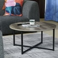thumbnail image 3 of Household Essentials Jamestown Round Coffee Table Ashwood Rustic Wood Grain and Black Metal, 3 of 12