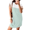 thumbnail image 2 of Fantaslook Summer Color Block Dresses for Women Crewneck Short Sleeve T shirts Dress Ribbed Dresses with Pockets, 2 of 8