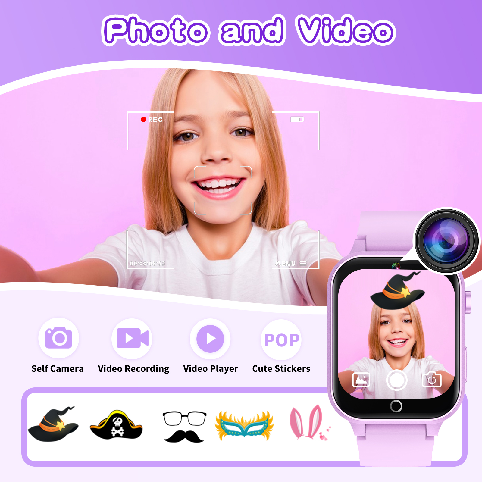 Vakzovy Kids Smart Watch 1.54" Purple photo 3
