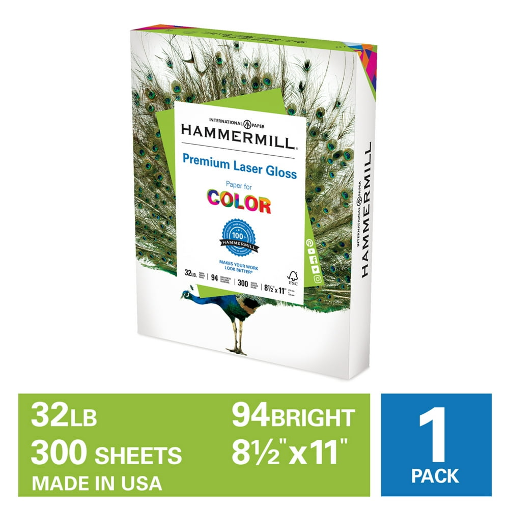 Hammermill Glossy Paper, Premium Laser Gloss 32lb, 8.5 x 11, 32lb, 1