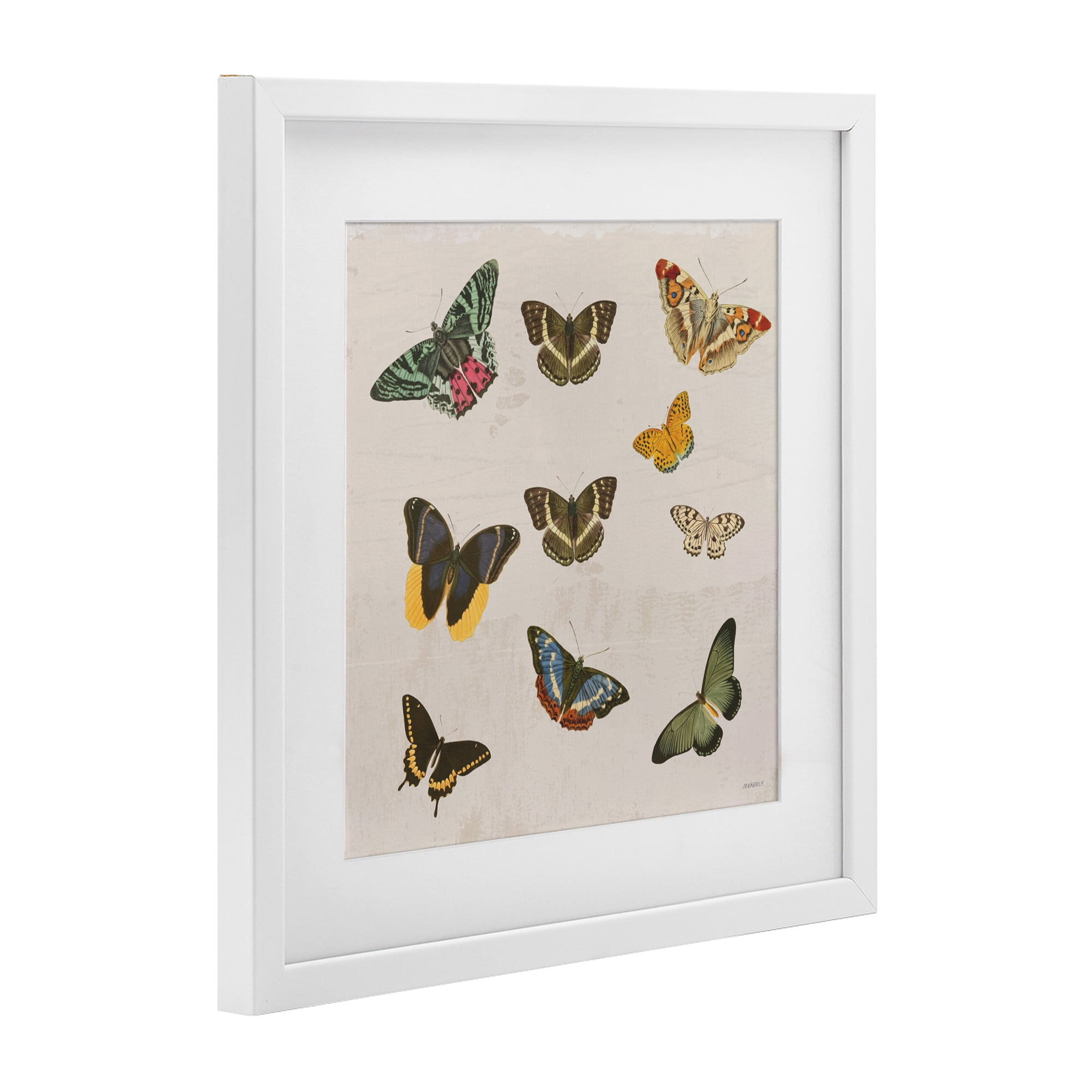 Stupell Industries Antique Butterfly Flight White Framed Print Under Glass, design by Dan Meneely