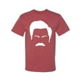 thumbnail image 2 of Wild Bobby, White Parks and Rec Fans Ron Swanson Mustache Face Silhouette, Pop Culture, Men Graphic Tee, Vintage Heather Red, Medium, 2 of 4