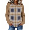 thumbnail image 2 of Womens Thermal Tops Plaid Raglan Sleeve Crewneck Casual Loose Long Sleeve Fall Tee Blouse, 2 of 5