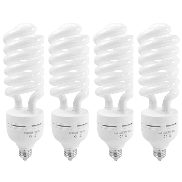 Foto&Tech Photography Daylight Bulb 65W 6500K 110V White Spiral Fluorescent Light Bulb Studio