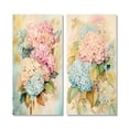 thumbnail image 2 of Designart "Retro Hydrangea Bouquet Vintage Elegance in Blue and Pink I" Hydrangea Wall Art Set Of 2 - Traditional Pink Canvas Set For Living Room Decor, 2 of 6