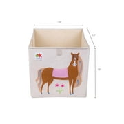 Wildkin 13 Inch Kids Storage Cube for Boys and Girls, Toy Organizer (Horses Pink)