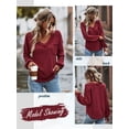 thumbnail image 7 of Xuanfei Women V Neck Front Pocket Long Sleeve Top, 7 of 7