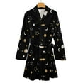 thumbnail image 4 of Starry Sky Night Robe Long Sleeve V Neck Robe With Belt Women's Sleepwear Dresses, 4 of 8