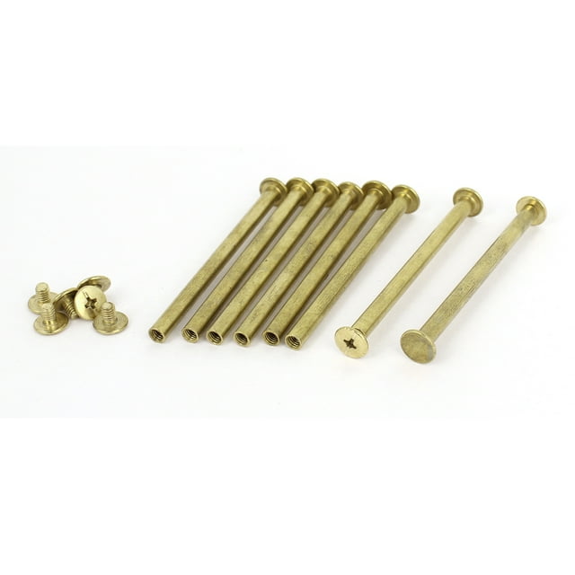 Unique Bargains Brass Plated 5x70mm Binding Chicago Screw Post 8pcs for Leather Scrapbook
