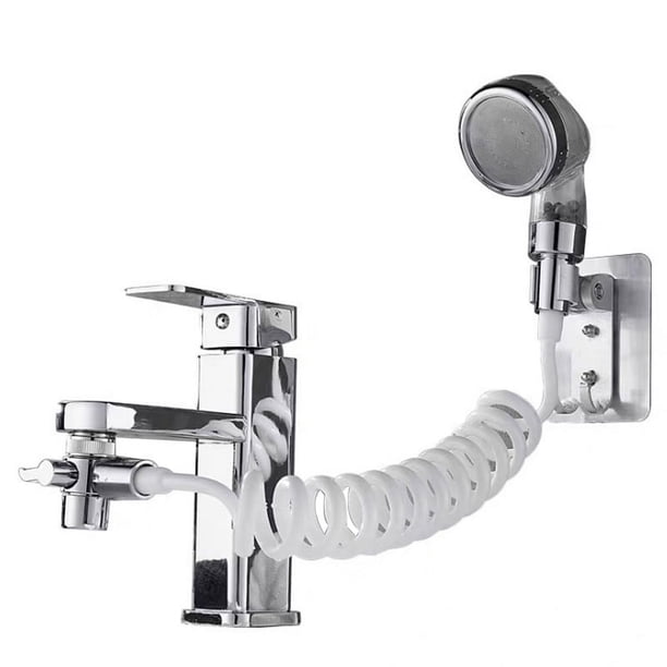 Juego de cabezal de ducha para lavabo de baño, ducha de mano, manguera telescópica, perfecto para lavar el cabello o limpiar el fregadero (grifo no incluido) (plata) Sailing Electrónica