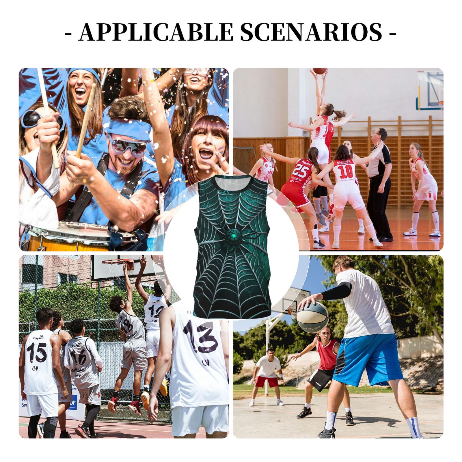 Men's Basketball Jersey Athletic Sleeveless Tank Top Sports Shirt, Spider Web Gothic Art