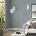 thumbnail image 5 of Evelyn&Zoe Aspen 3-Light Torchiere Floor Lamp with Fabric Shade, Brass/White, 5 of 5