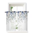 thumbnail image 2 of Blue Eucalyptus Sheer Kitchen Tier Curtains 45 Inch length,Rod Pocket Half Curtains & Drapes,Farmhouse Flowers Leaf White Watercolor Chiffon Cafe Bathroom Window Treatments 2 Pcs 27.5"W x 45"L, 2 of 7