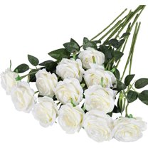 12PCS Artificial Silk Flowers Realistic Roses Bouquet Long Stem for Home Wedding Decoration Party (Black-1)