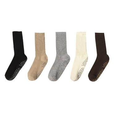 G&Y Pilates Socks with Grips for Women, Non Slip Long Slouch Yoga Socks, 5Pairs, Set A