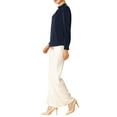 thumbnail image 5 of MODA NOVA Juniors Stand Collar Pleated Button Keyhole Button Blouse, 5 of 7