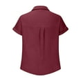 thumbnail image 5 of Womens Cotton Linen Dressy Blouses, Short Sleeve Shirts for Women Summer Lightweight Casual Solid Color Button Down Lapel T-Shirts with Pockets, 5 of 5