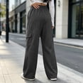 thumbnail image 6 of Cargo Sweatpants for Women Waisted Drawstring Waist Wide Leg Joggers Fall Fashion Casual Loose Pants with Pockets, 6 of 10