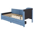thumbnail image 6 of Harper & Bright Designs Twin Size L-Shaped Upholstered Daybed with 2 Storage Drawers, Modern Corduroy Wooden Corner Sofa Bed Frame for Bedroom, Guestroom, Blue, 6 of 9