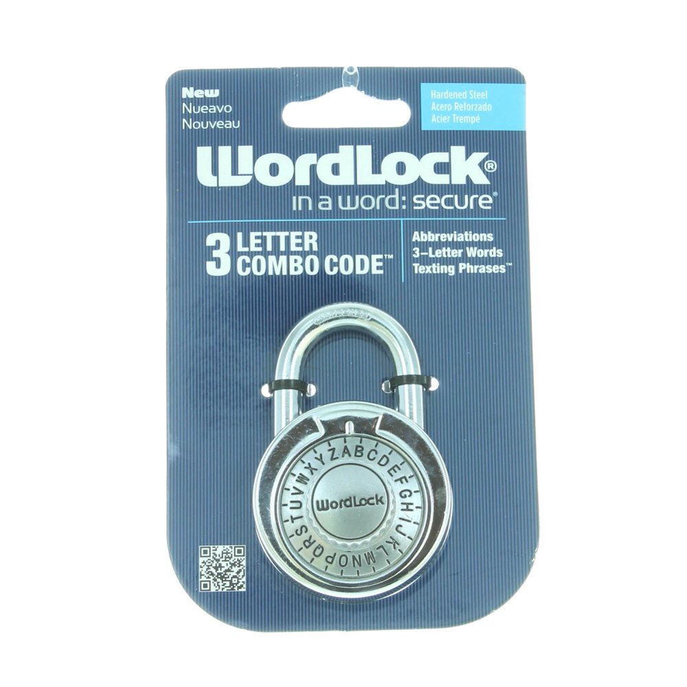 Silver Wordlock 3 Letter Combination Lock Code Steel Standard Size