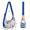 thumbnail image 2 of Sac Bandoulière Rétro Boho Chic pour Femmes Petit Sac à Main en Velours Côtelé Abstrait Géométrique Croissant Sac à Raviolis Sangle Réglable pour Voyage Travail, 2 of 5