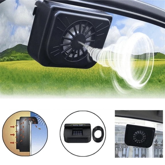 Solar Powered Car Fan For Car Vent, Solar Exhaust Radiator Fan With Window Windshield Auto System Cooler, Air Circulation Fan For Vehicle Van Truck Suv, Large