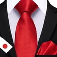 thumbnail image 3 of Set de Corbata Barry.Wang Rojo con Rayas para Hombre con Pañuelo, 3 of 8