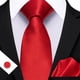 thumbnail image 3 of Set de Corbata Barry.Wang Rojo con Rayas para Hombre con Pañuelo, 3 of 8