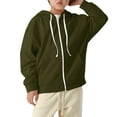 thumbnail image 2 of XXWXYD Kids Pullover Sweatshirt Jacket Solid Color Zippered Casual Outerwear for Boys Girls | Middle Large Children & Teenagers Coats, 2 of 8