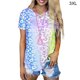 thumbnail image 1 of Camiseta Cuello V Manga Corta Chica Top Mujer Verano Camiseta Estampada, Azul, 3XL Inevent AP001867-30, 1 of 5