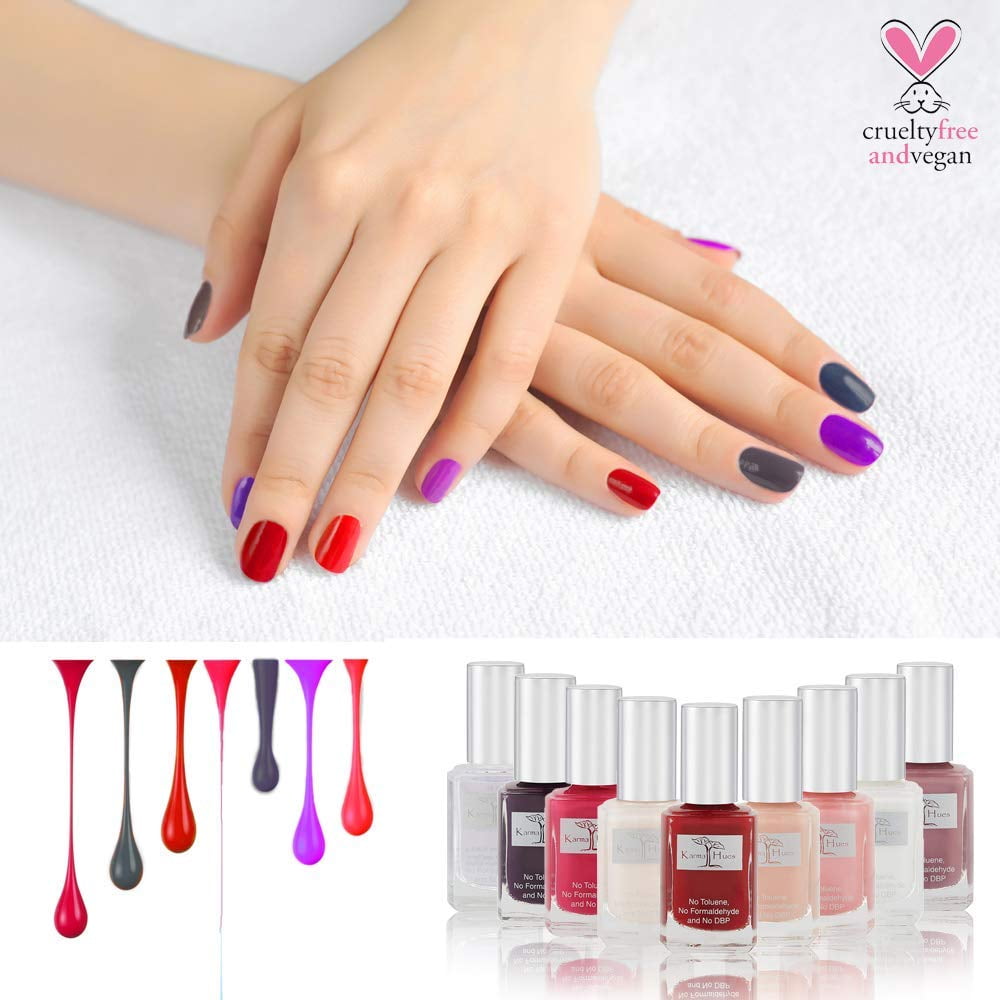 Amazing Nail Polish Karma’s Splash - Natural Nail Polish Base Coat Set – Lavender Nail Polish Remover - NonToxic Nail Art | Vegan and Cruelty-Free Nail Paint (Pack of 10)