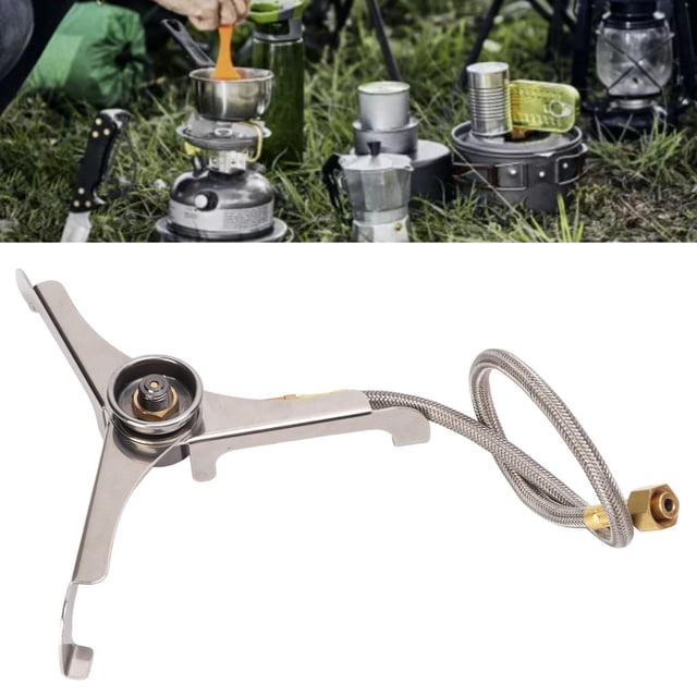 Outdoor Tripod Gas Stove Connection Foldable Heat Resistant Portable Camping Stove Long Tank Converter for Outdoor
