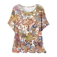 thumbnail image 1 of QTOCIO Hauts Décontractés pour Femmes, Hauts d'Été pour Femmes, Blouse à Manches Courtes Imprimée Mode pour Femmes, T-Shirt Col Rond, 1 of 5