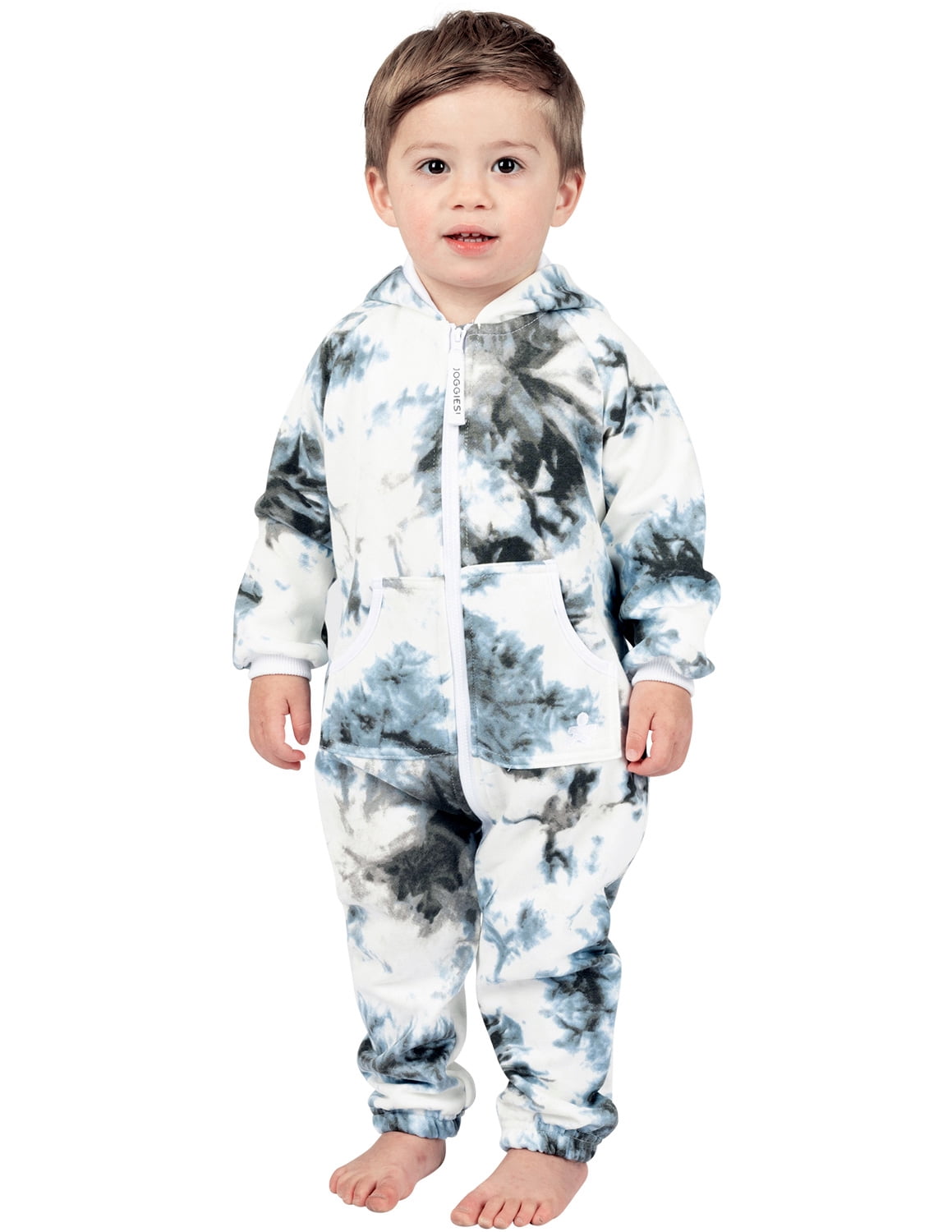 Joggies - TieDye Black Infant Footless Hoodie One Piece - Infant - XLarge (Fits 12-18mos.)