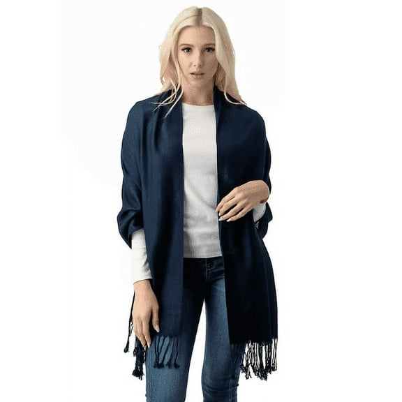 Luxurious Women's Pashmina Shawl in Navy Blue - Soft and Elegant
