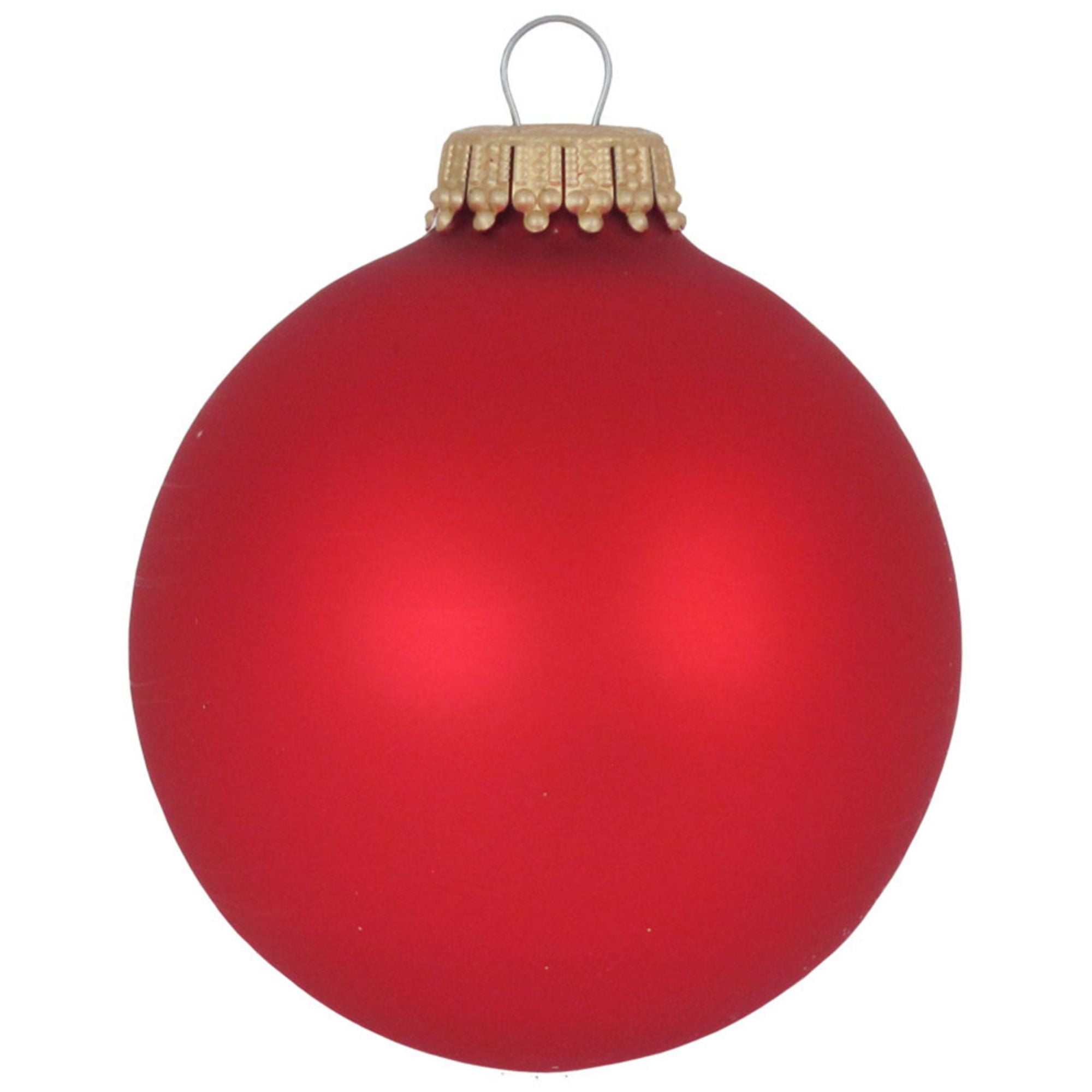 8ct Flame Red Matte Glass Christmas Ball Ornaments 2.5" (67mm