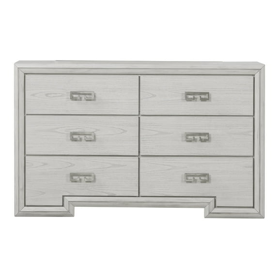 Furniture of America Elres Adult Transitional 6-Drawer Dresser, Rustic White