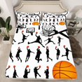 thumbnail image 2 of Basketball Print Bedding Sheet Sports Theme Bedding Set Teens 3D Ball Bed Sheets Breathable Gift for Basketball Player Black White Bed Sheet Set Room Decor Bed Set King Size, 2 of 5